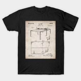 Table Tennis Patent - Ping Pong Fan Tennis Player Art - Antique T-Shirt